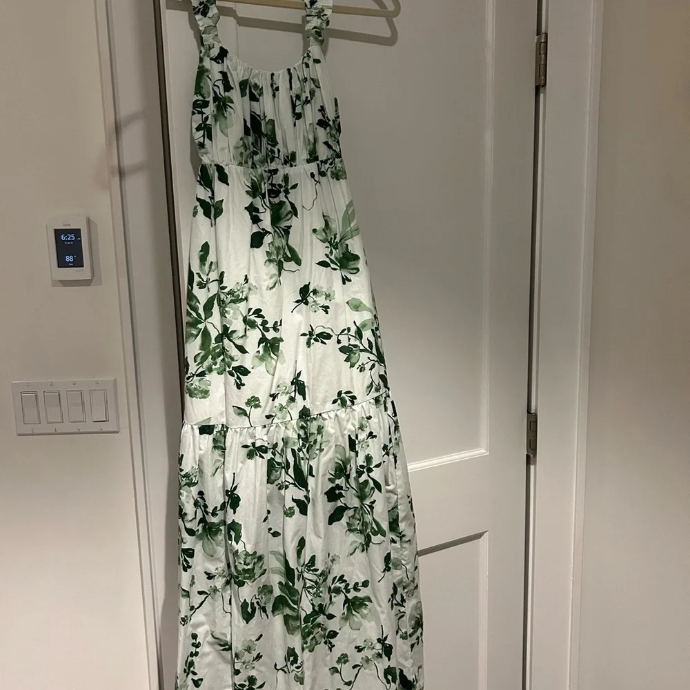 Abercrombie & Fitch White Dress with Green Floral maxi